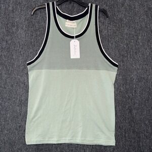 Distortion Tank Top Mens Medium Sleeveless Green Cotton Beach Travel Summer